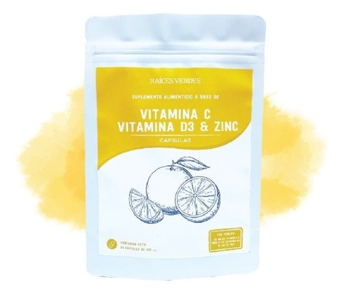 Vitamina C/vitamina D3/zinc 90 Cap De 610mg Raíces Verdes Sabor Sin Sabor