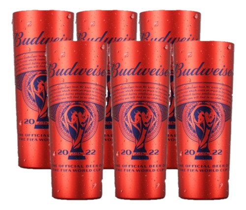 Vaso Budweiser Qatar 2022 Edición Limitada X 6 Unidades Color Rojo