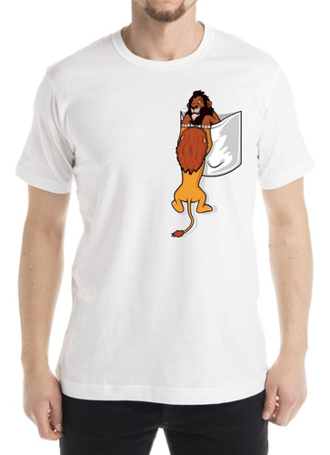 Playera Rey Leon - Simba Y Scar Peleando - Bolsillo - Unisex