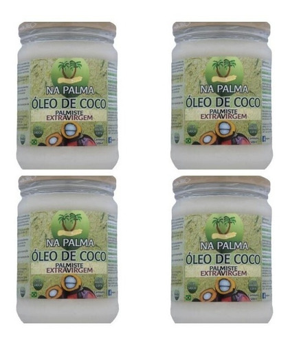 Óleo De Coco Na Palma Extravirgem 500ml 100% Sem Sabor 4 Und