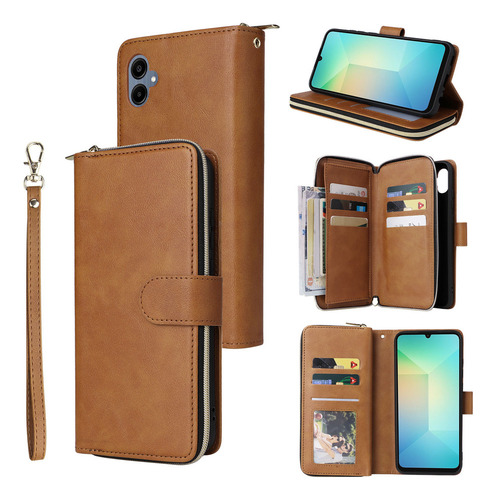 Cz Funda Cuero Tipo Billetera Con Ranura For Tarjetas Y Cremallera For Samsung Galaxy