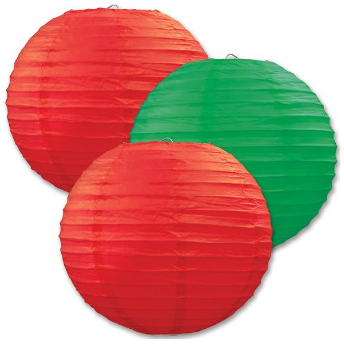 Faroles De Papel Colgantes Beistle Rojos Y Verdes (3 Unidade