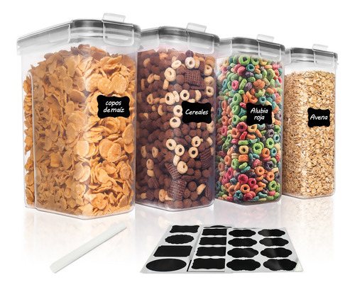 4 Contenedores Herméticos Multifunción Cereal Topper 2.5 L