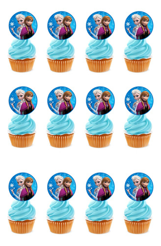 Pack 12 Toppers Para Cup Cake Frozen 