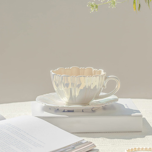 Juego De Tazas De Café De Porcelana Con Forma De Flor Y