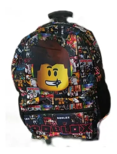 Kit mochila escolar juvenil com rodinhas roblox
