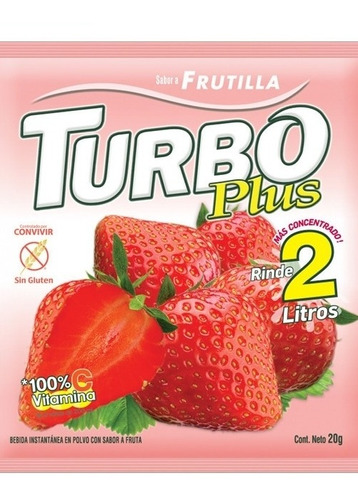 Jugo Refresco En Polvo Sin Gluten Turbo Frutilla (10 Unidad)