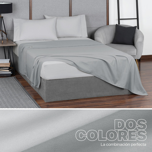 Sábanas Duotono Queen Size Microfibra Real Textil