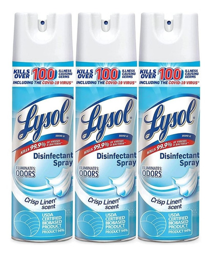 Paquete De 3 Aerosoles Desinfectantes Lysol 592711 Cst- 475g