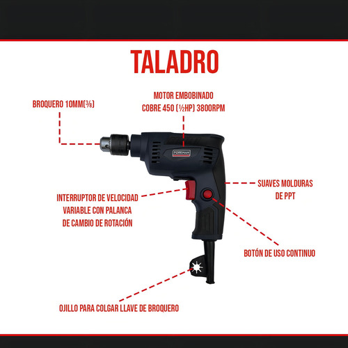 Combo Rotomartillo + Esmeriladora + Taladro Fo2470 Foreman A