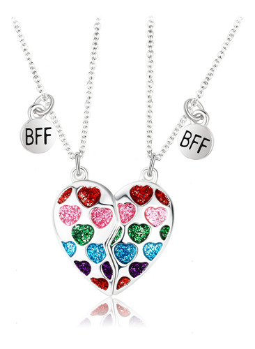 1 Par Colorido Corazón Collar De Pareja Bff Buenos Amigos