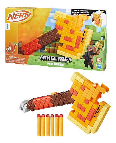 Nerf Minecraft Firebrand- Hacha Lanza Dardos
