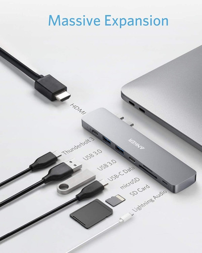 Imagen 2 de 7 de Hub Usb-c - Anker - 2 Usb-a - 2 Usb-c - Hdmi - Sd - Pd - Tb