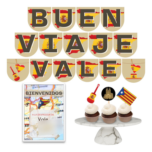 Kit Imprimible Buen Viaje Guirnalda Toppers España Barcelona