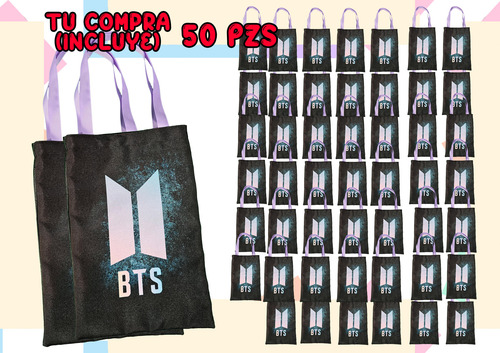 50 Bolsitas Dulceras Personalizadas Bts Kpop Suga Jimin Negro Bts Logo