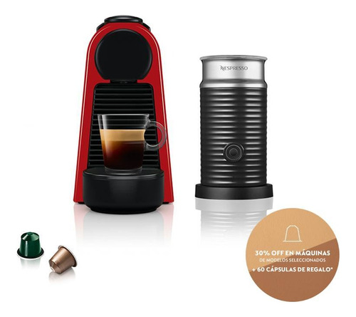 Cafetera Nespresso Essenza Mini D Roja + Aeroccino Delta2