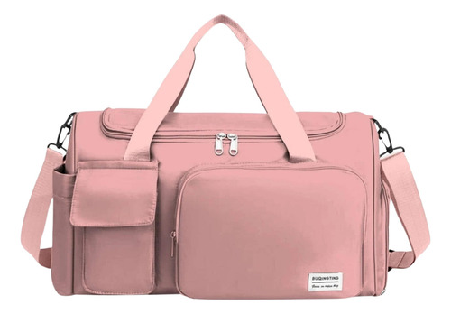 Bolsa Fitness Durável Com Espaço Para Tênis Separado Cor Rosa Liso