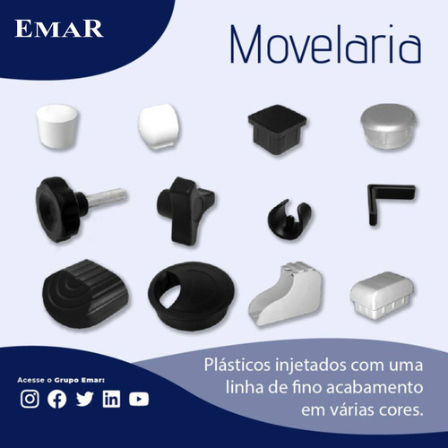 Ponteira Plástica Interna Emar Para Móveis 50x50mm Tampa Pé