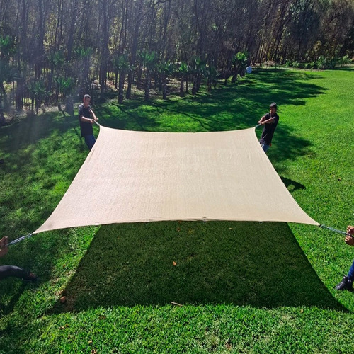 Imagen 7 de 10 de Malla Sombra 4x3 90% Beige Raschel Lista Para Instalar