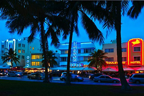 Póster Decorativo  Atardecer En Ocean Drive, Miami 