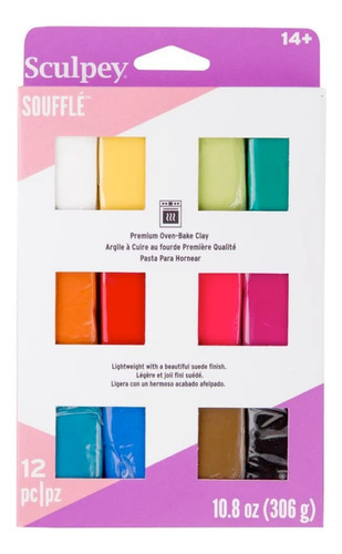 Sculpey Soufflé Pack 12 Colores Arcilla Polimerica - 306 G Color Multicolor