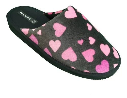 Pantuflas Chinelas Plush Mujer Art 231 Corazones Solanas