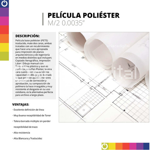 Pelicula Polyester Kronaline Pp614 Translucido Ploter Lapiz