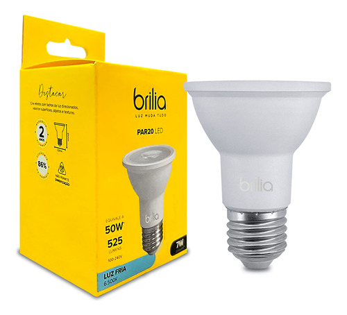 Lâmpada Led Par20 Brilia 7w Uso Interno Econômica E27 Cor Da Luz 2700k (branco-quente) 110v/220v