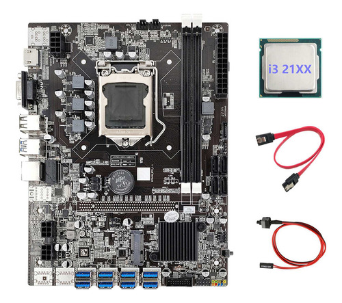 Placa Base B75 Eth Mining, Adaptador Usb 8xpcie+cpu I3 21xx+