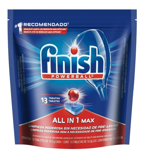 Imagen 2 de 6 de Finish Tabletas Lavavajillas Automático Doypack 13un X 2