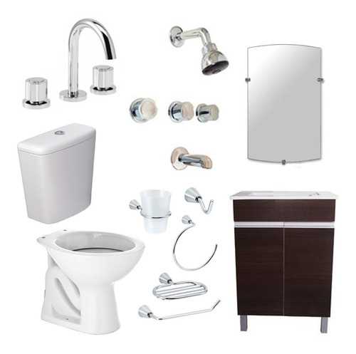 Juego Baño Completo Wengue Canillas Sanitarios Accesorios Cuotas Sin Interés