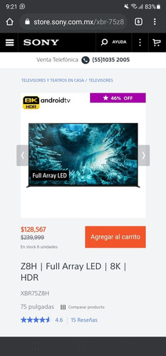 Imagen 1 de 3 de Smart Tv Sony Z8h | Full Array Led | 8k | Hdr