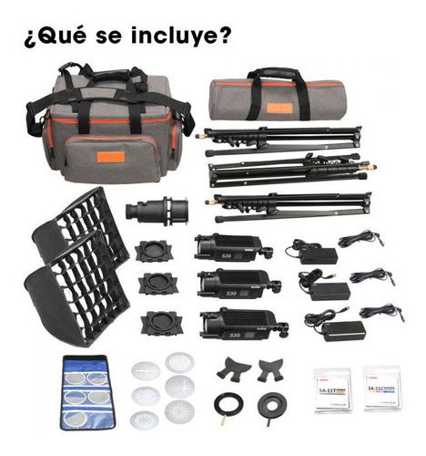 Kit 3 Lámparas Led Para Estudio Fotográfico S30-d Godox