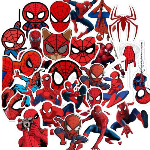 Spiderman 50 Stickers Pegantina Spiderman Diferentes Diseños