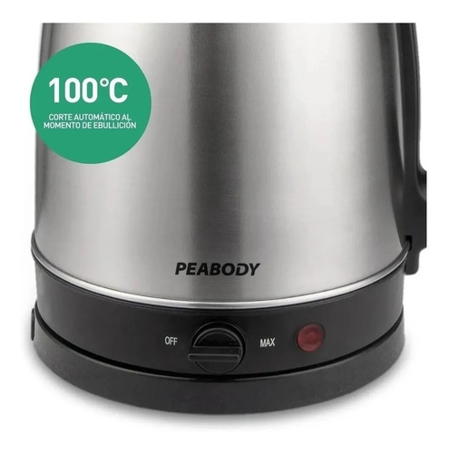 Imagen 3 de 4 de Pava eléctrica Peabody PE-K1708 plateada 220V 1.7L