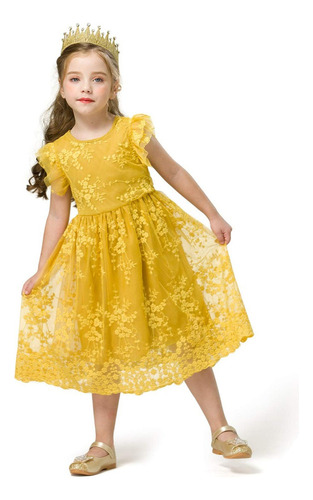 Vestido De Encaje Para Niña, Fiesta De Cumpleaños, Princesa,