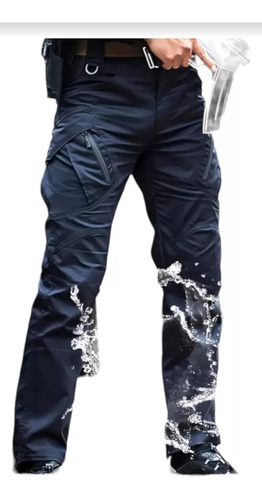 Pantalon Tactico De Combate Estrechs Licra Impermeable Azul