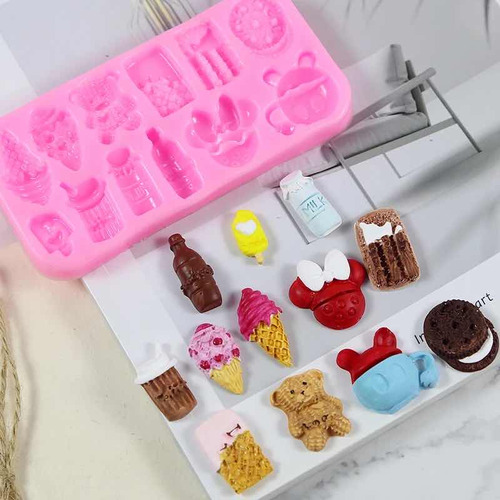 Molde De Silicón Galletas Refresco Postres Mickey Minnie