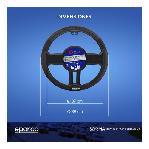 Imagen 4 de 9 de Cubre Volante Sparco Pvc+ Gamuza+ Caucho Ajuste Universal