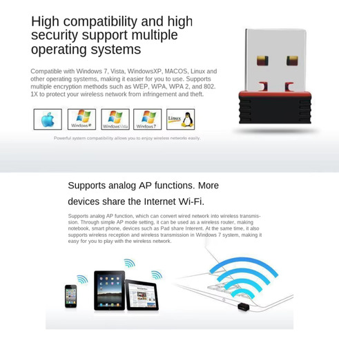 Antena Adaptador Usb Wifi 300 Mdps 802.11 B/g/n