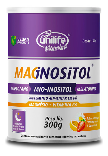 Kit 2 Magnositol Morango Com Maracujá Camomila Unilife 300g