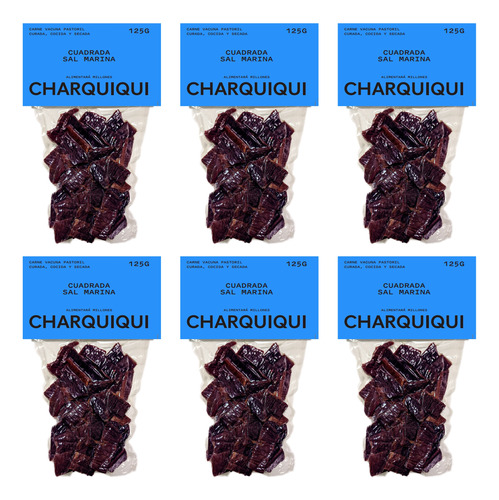 Charquiqui Pack X6 Cuadrada Sal Marina 125 Grs (jerky)