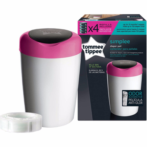 Bote Para Pañales Tommee Tippee Rosa Con 4 Repuestos