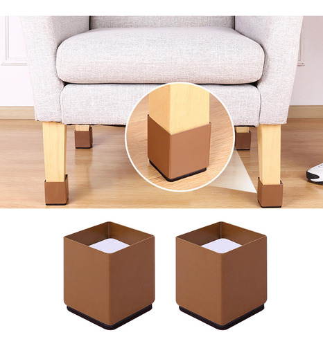 Pie De Pata De Muebles Autoadhesivo Cuadrado 6x5cm Marrón