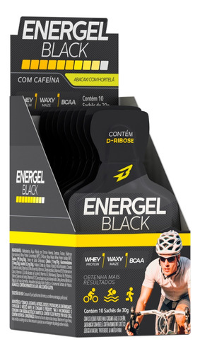 Gel Energel Black Cx 10 Sachês - Bodyaction Sabor Abacaxi com hortelã