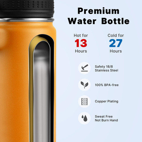 Koodee Botella De Agua Con Pajita, 16 Oz De Acero Inoxidable