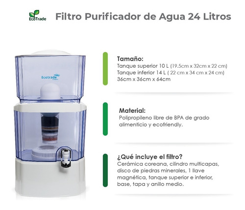 Filtro Purificador Agua Ecotrade Filters 24 Litros