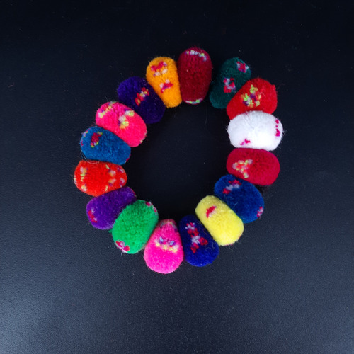 3 Coleros Norteño Andino: Pompón De Lana Peruana P/ Regalar Multicolor Pompón