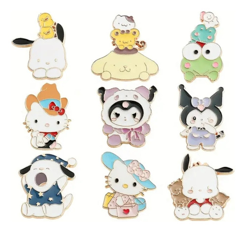 Pin Broches Esmaltados Hello Kitty Sanrio, Pack 9 Unidades