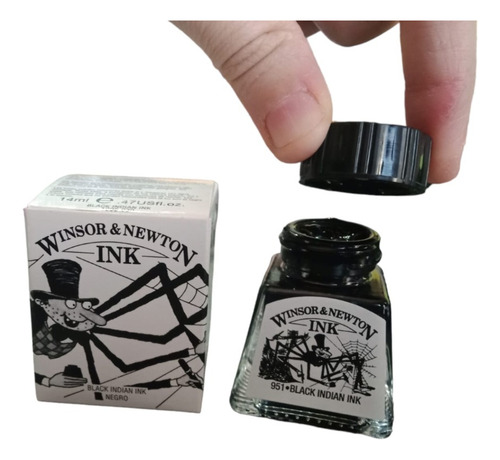 Tinta Winsor & Newton Ink Para Dibujo Color Negro 14ml.